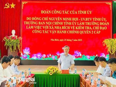 Đoàn công tác của tỉnh làm việc với xã Nha Bích